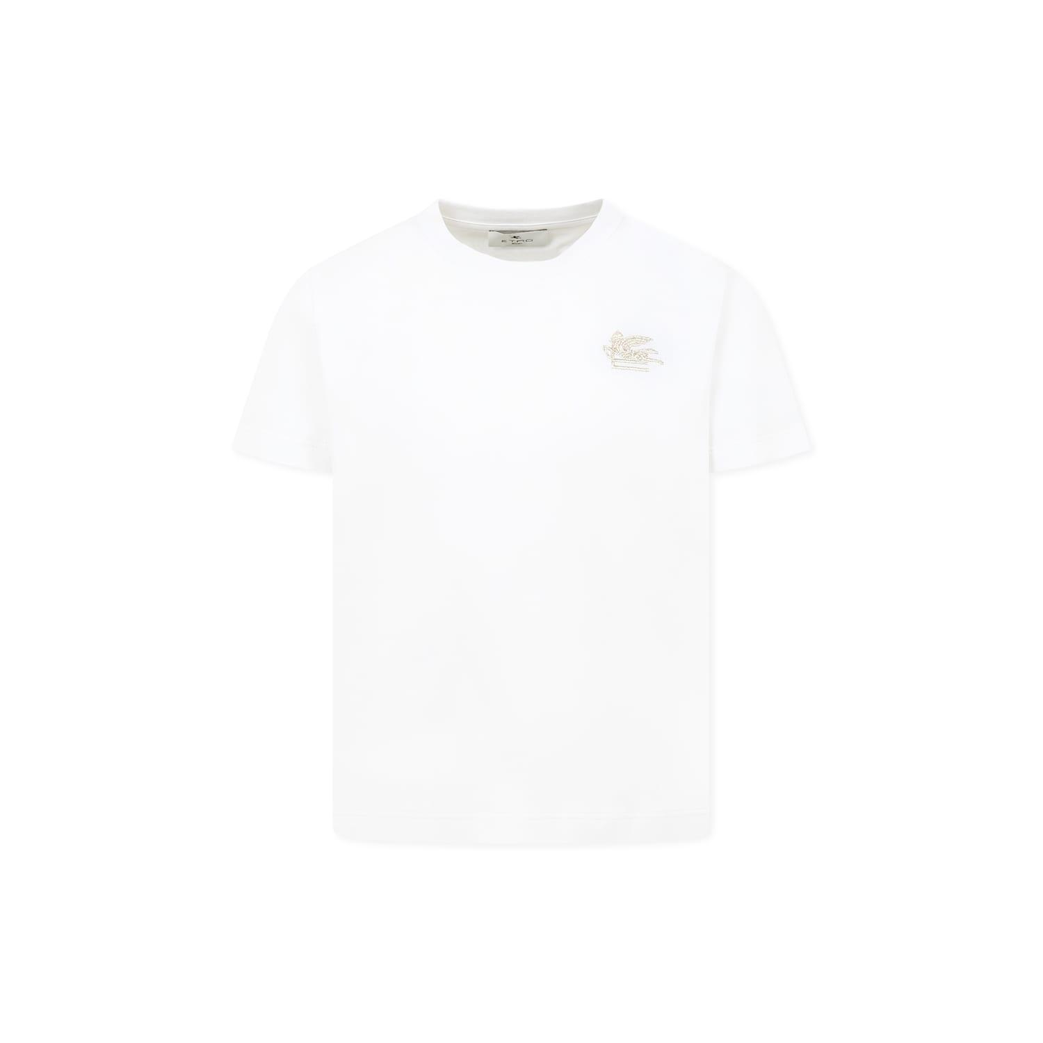 etro white cotton t-shirt for girl pegasus