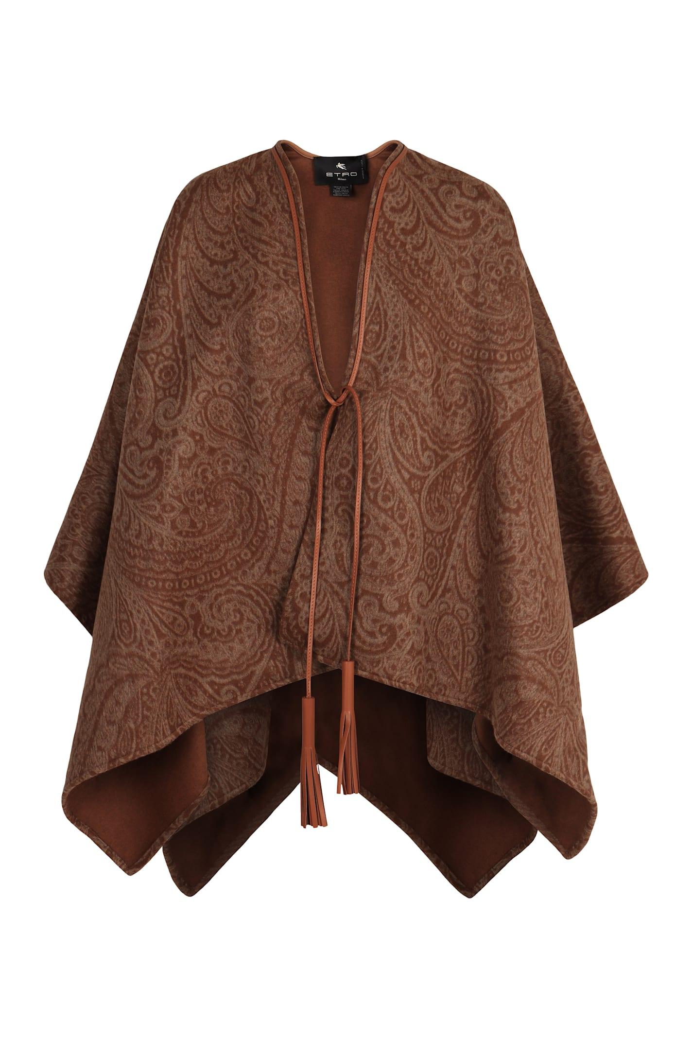 etro wool and cashmere jacquard cloak