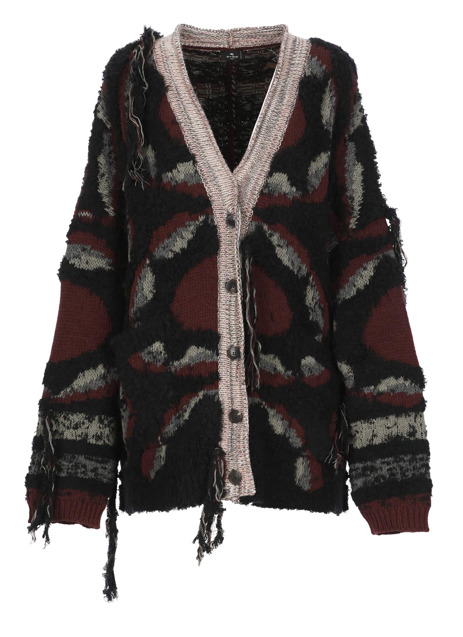 etro wool blend oversize cardigan