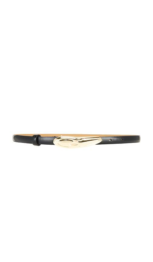 ettika ayla carbon split leather belt in black.
