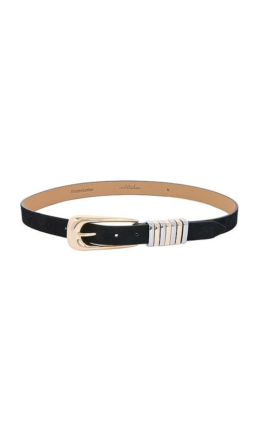 ettika metal core suede belt in black.