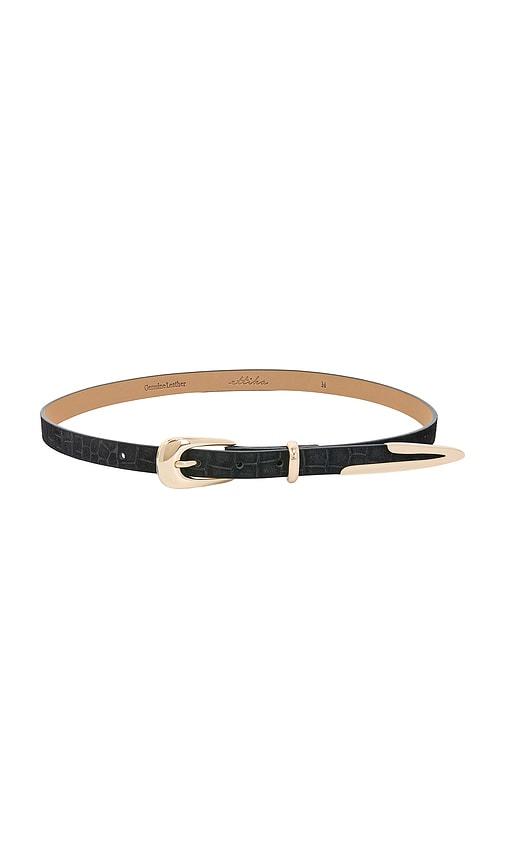 ettika modern saddle belt in black.