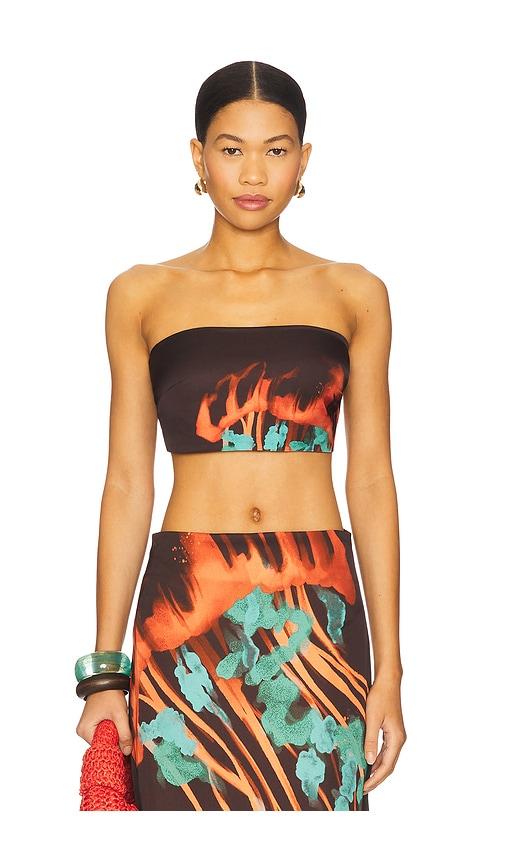 eugenia fernandez linus crop top in brown.