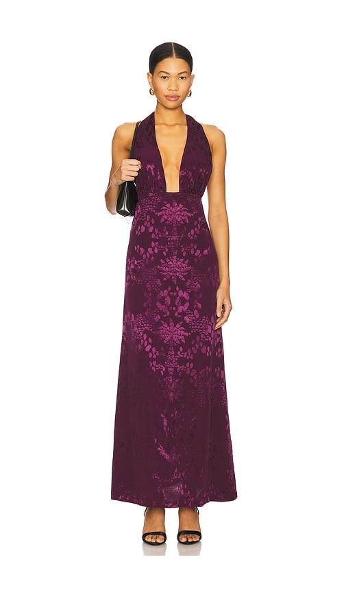eugenia fernandez mero dress in wine.
