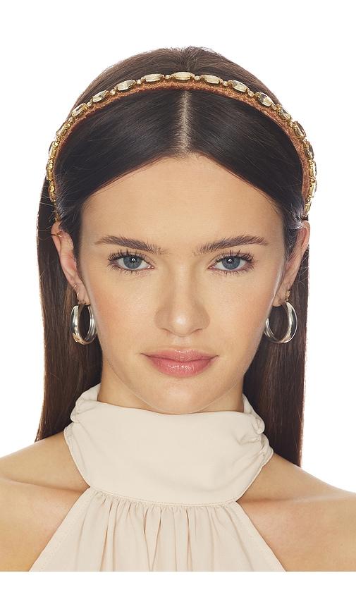 eugenia kim lux headband in metallic gold.