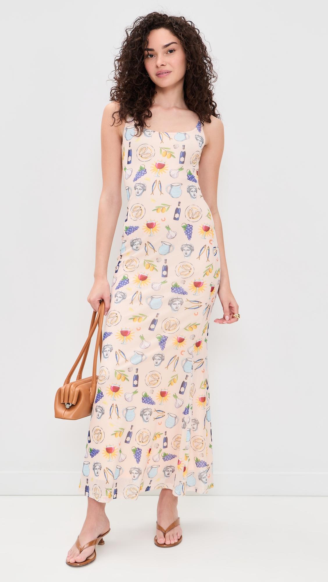 eurosummer print mesh maxi dress