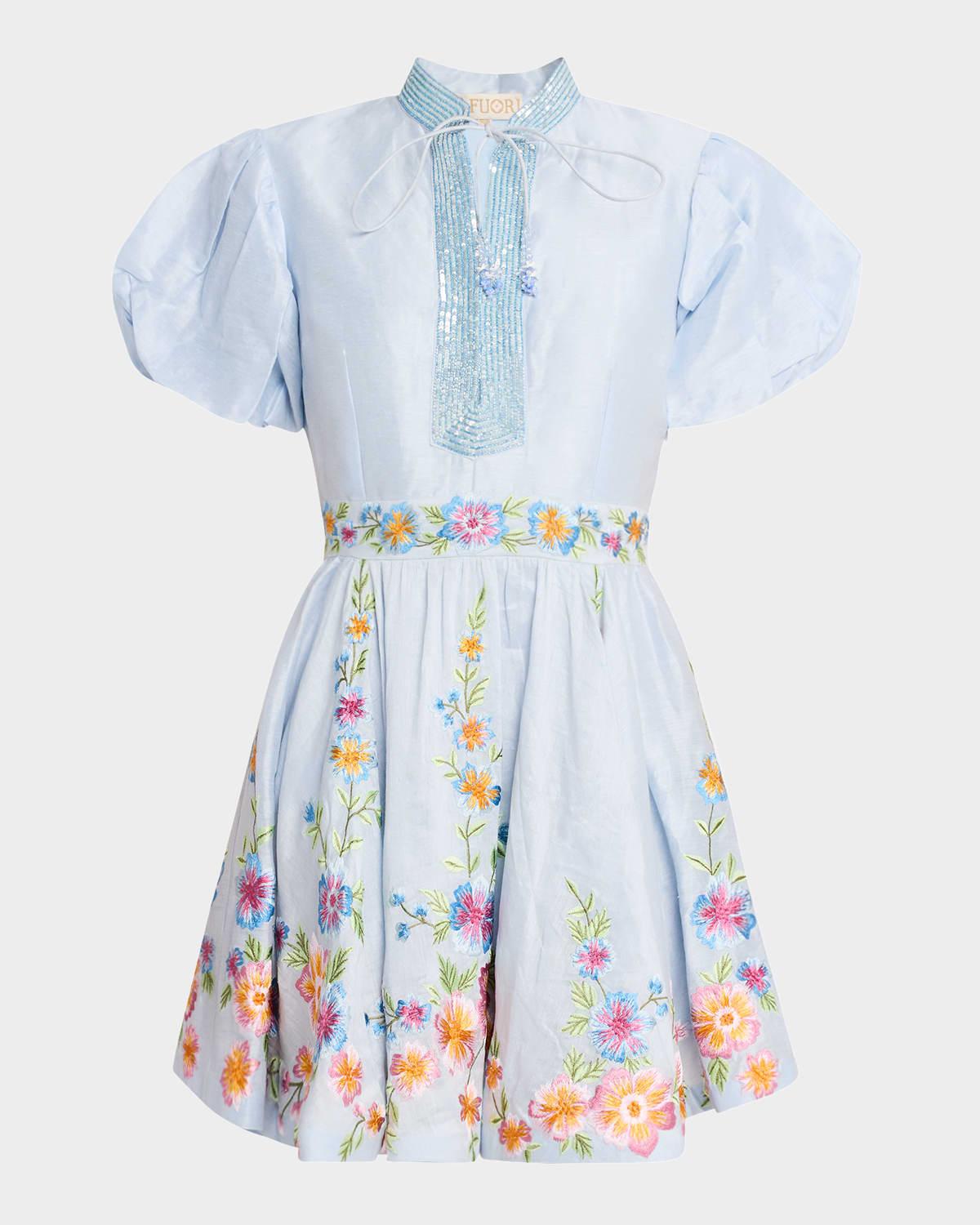 eva azure embellished mini dress