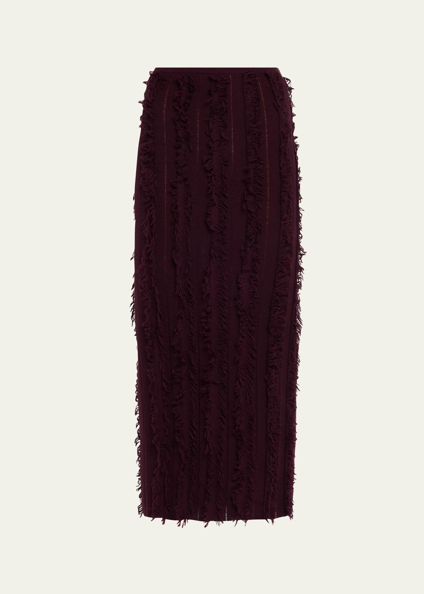 evangeline fringed knit maxi pencil skirt