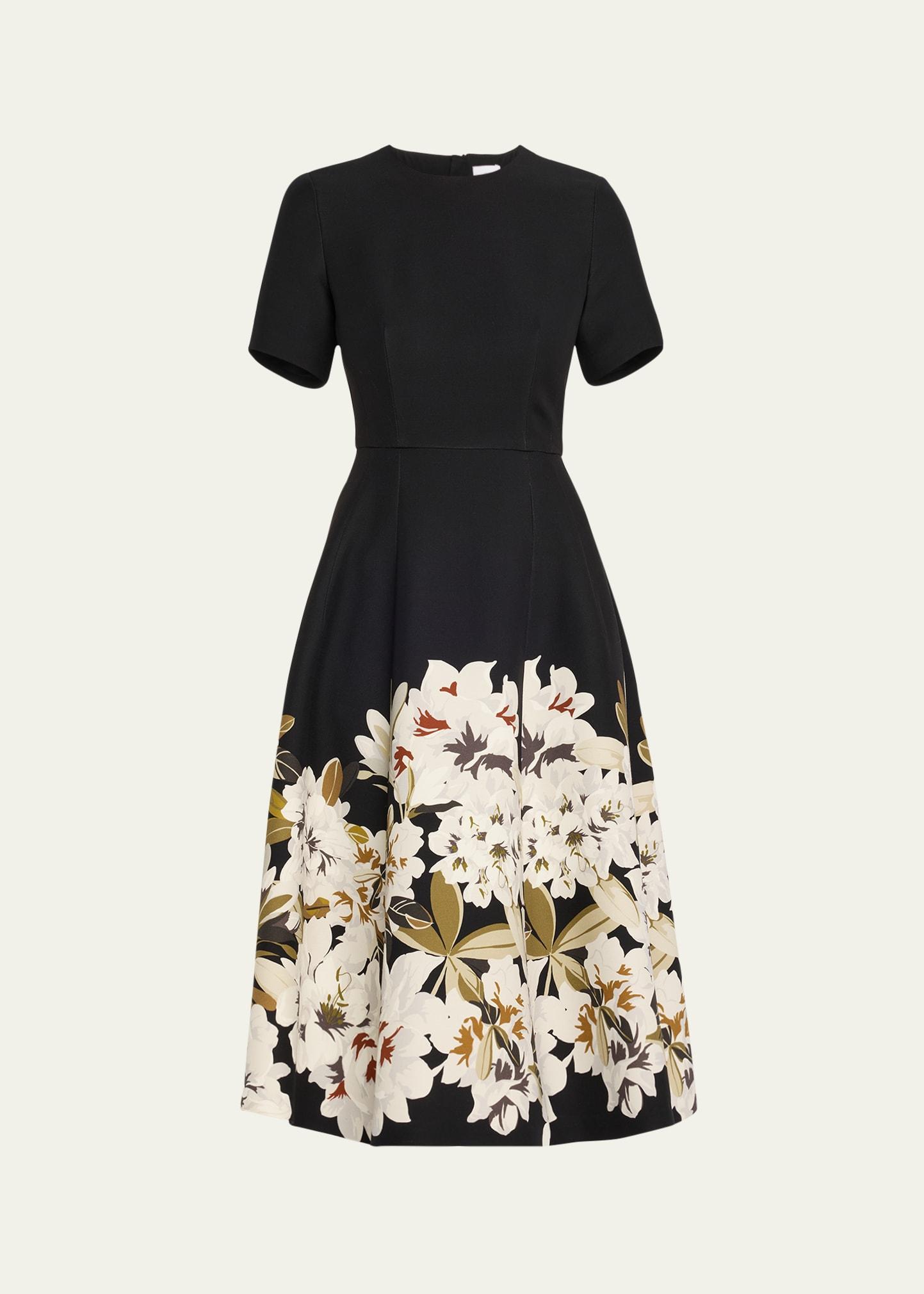 evangeline printed silk wool dress