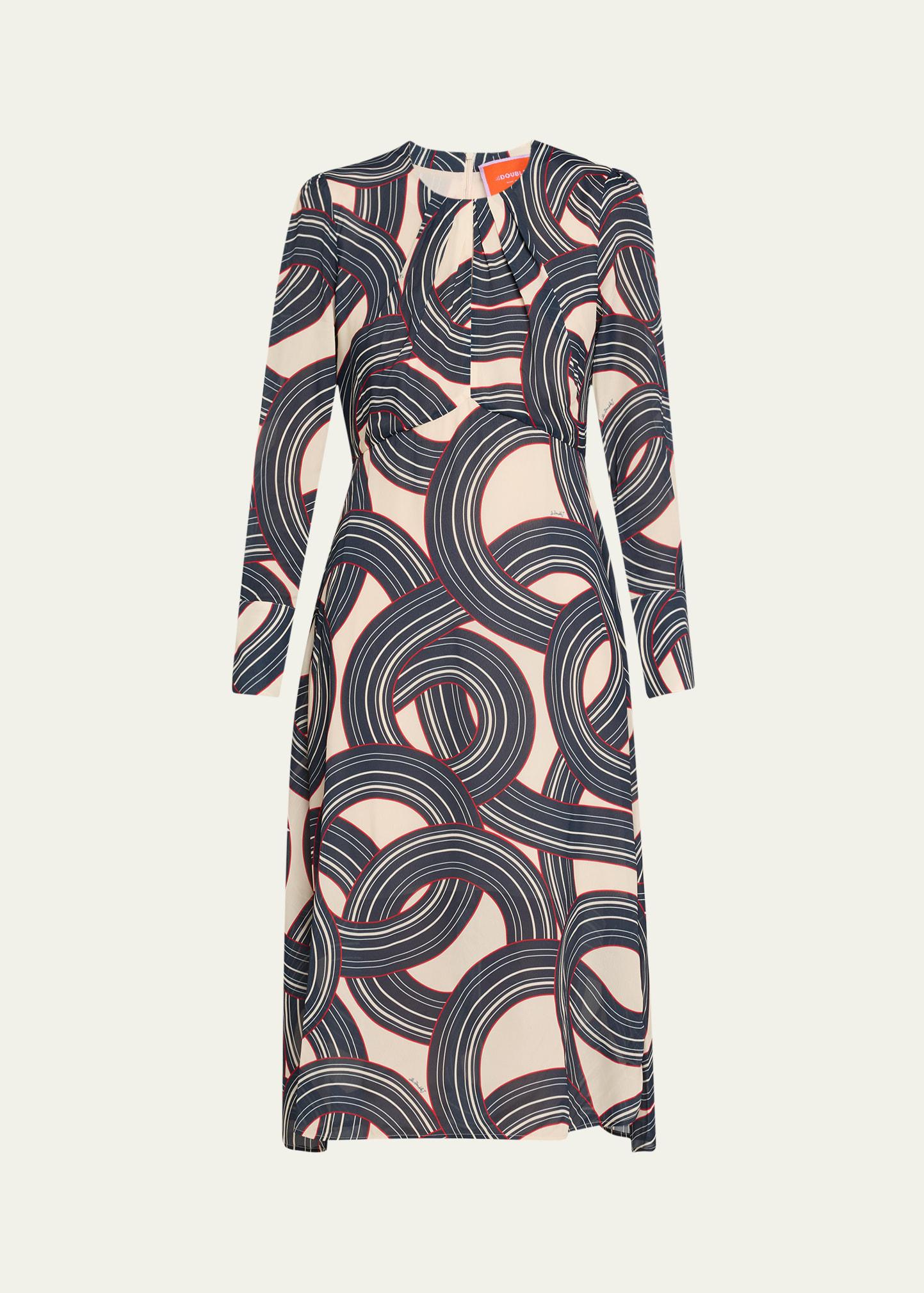 eve abstract long sleeve midi dress