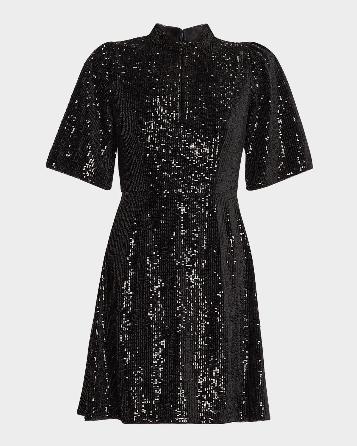 eve cutout mock-neck sequin mini dress