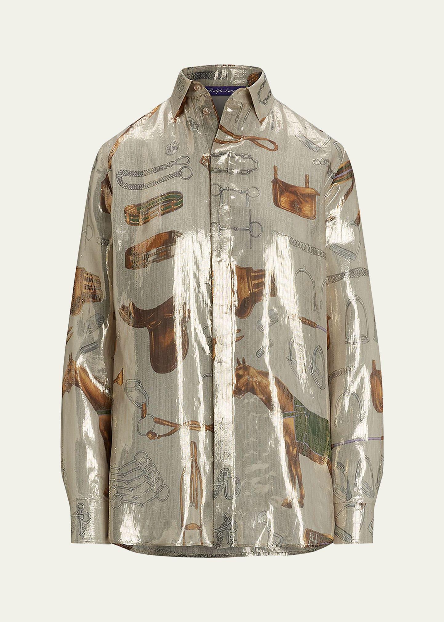 evelina equestrian metallic silk shirt