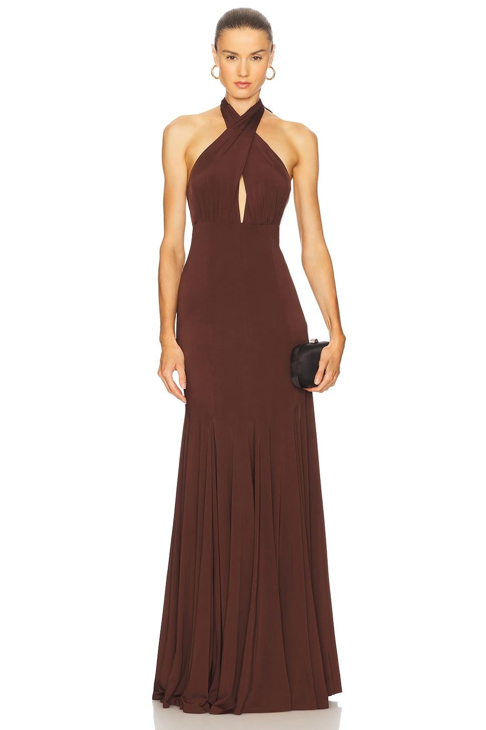 evelina halter maxi dress