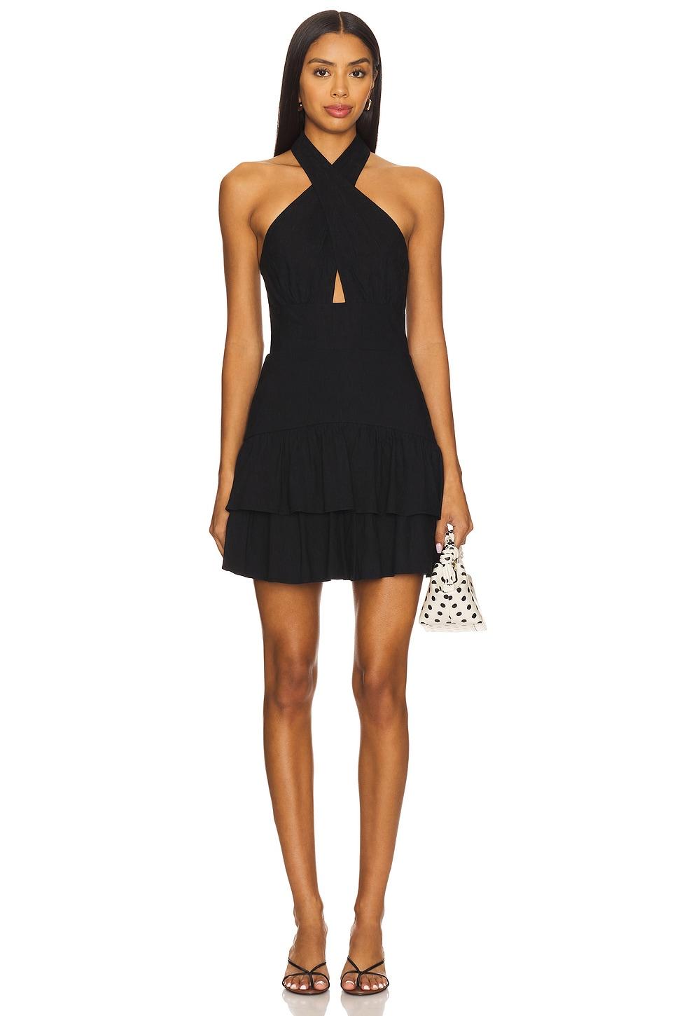 evelina halter mini dress with scarf