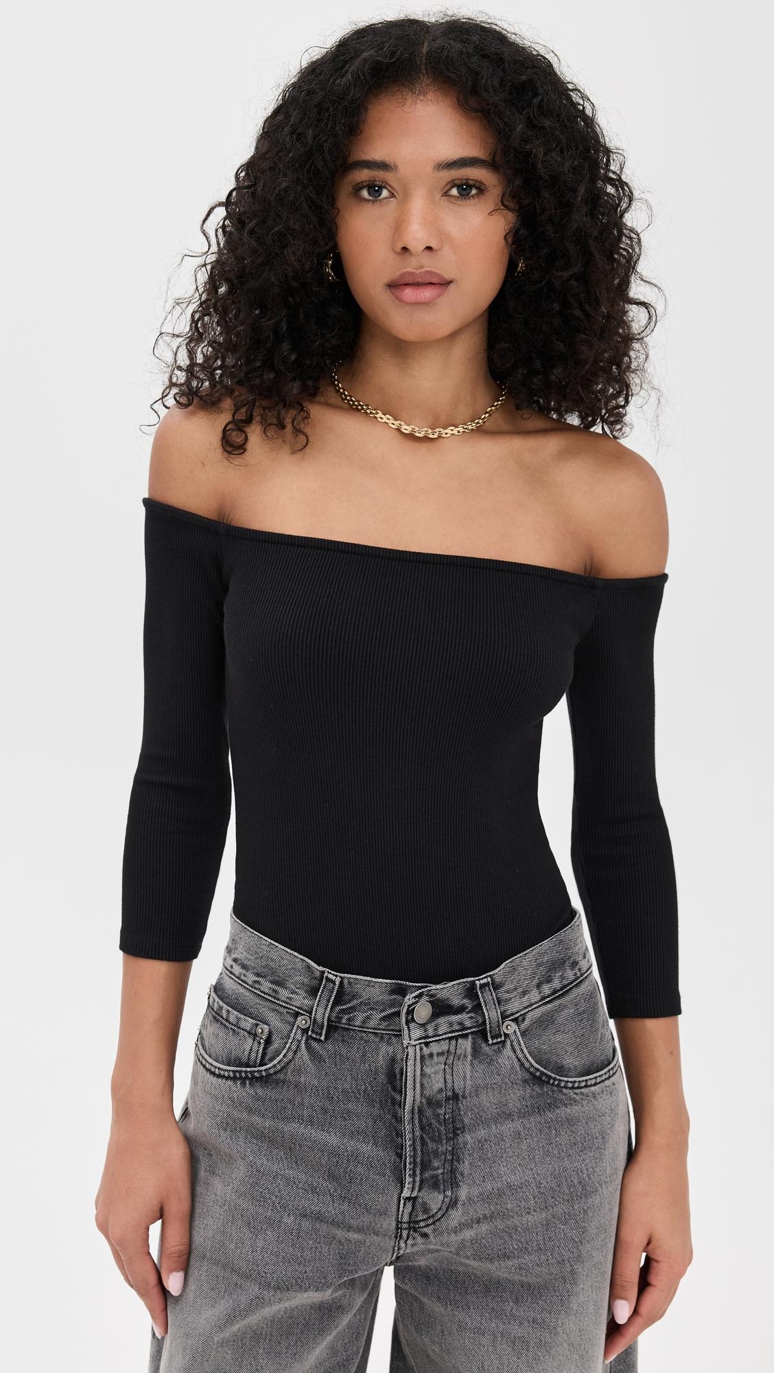 evelyn 3/4 off shoulder thong bodysuit