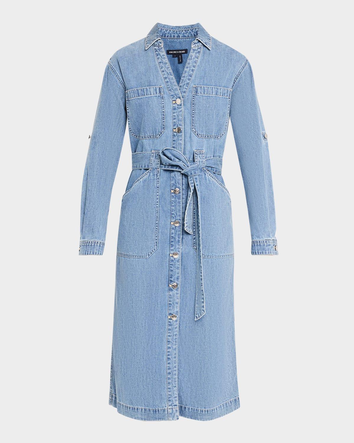 evelyn belted denim shirtdress