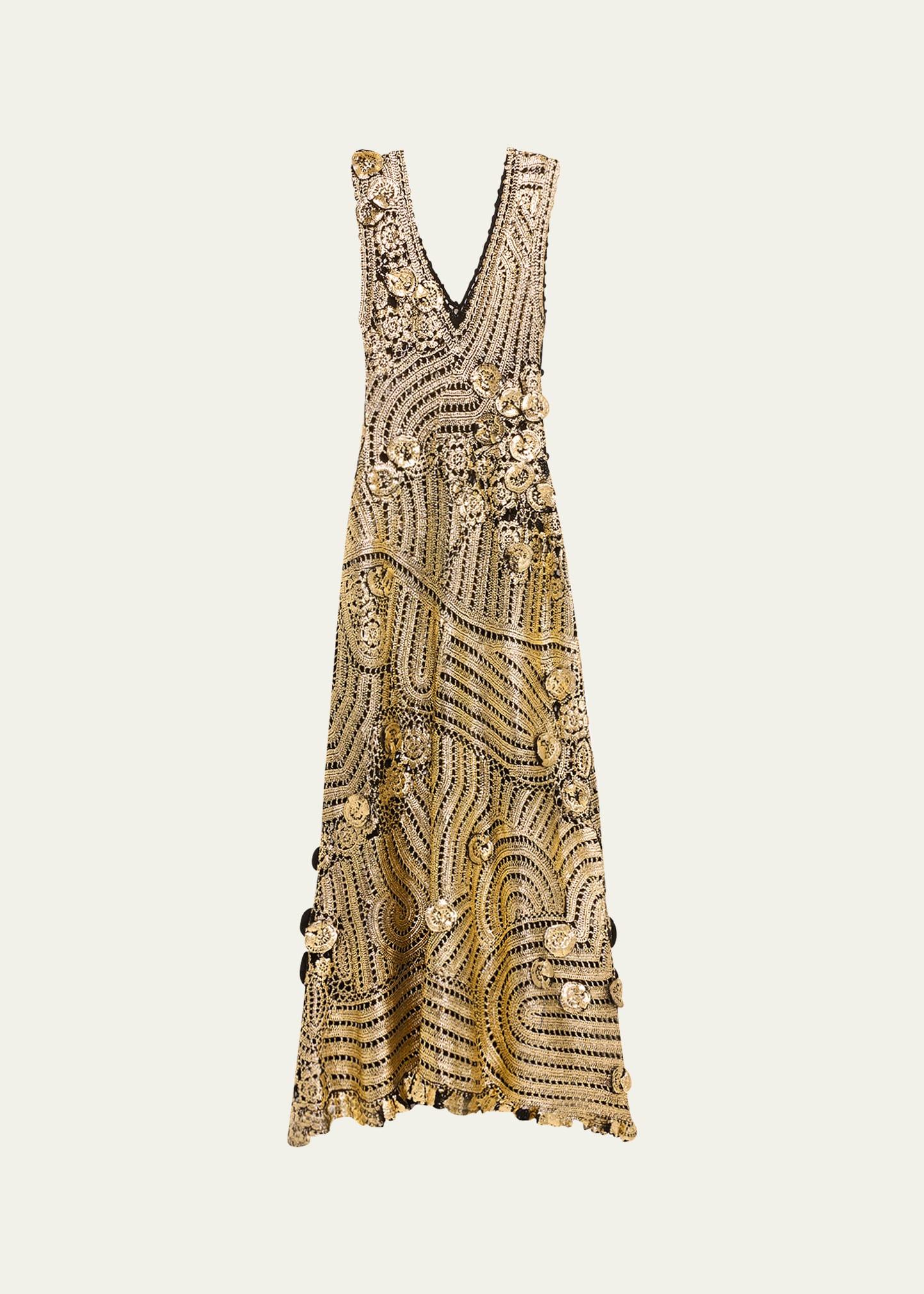 evelyn metallic crochet dress
