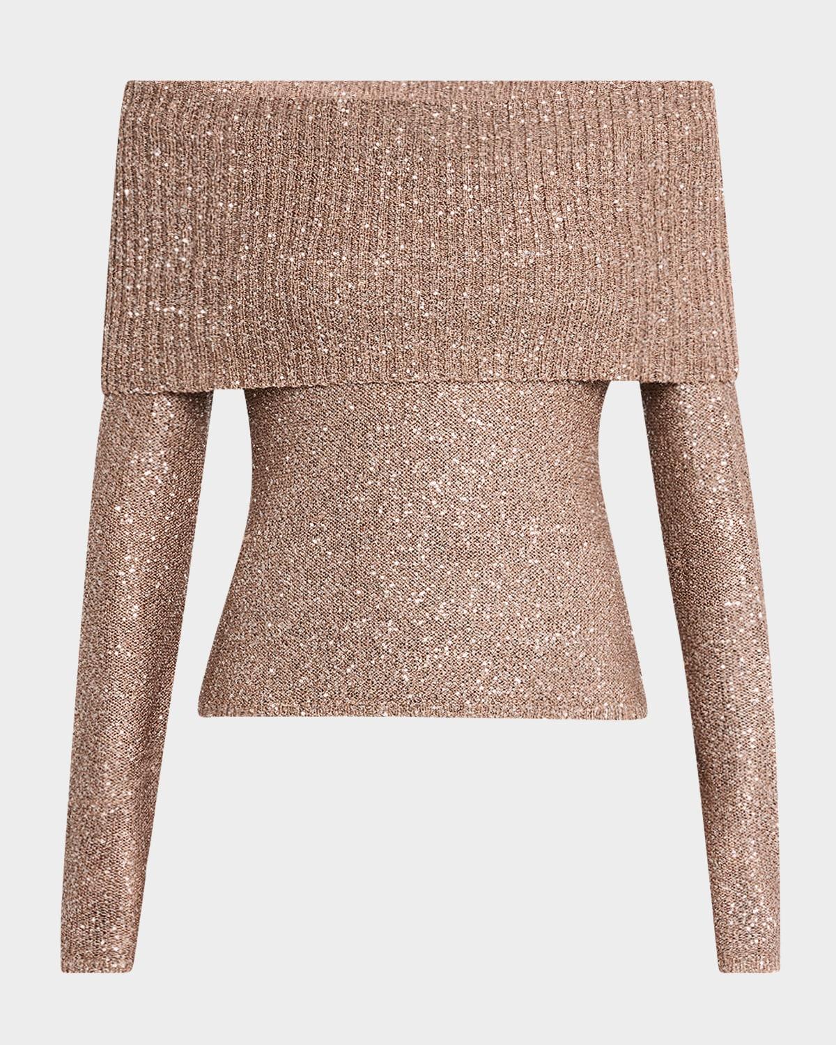 evelyn sparkly off-the-shoulder top
