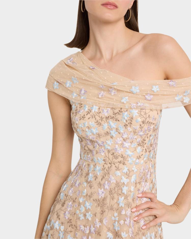 everett bloom one-shoulder embroidered gown