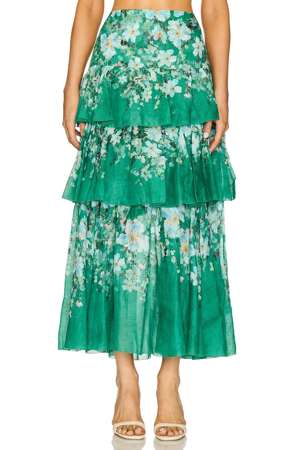 everley tiered midi skirt