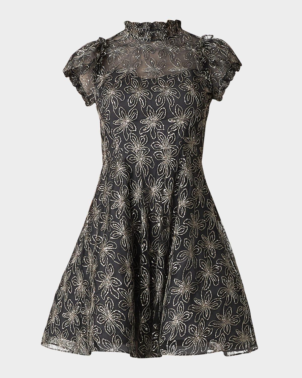 everlie sequin floral-embroidered mini dress