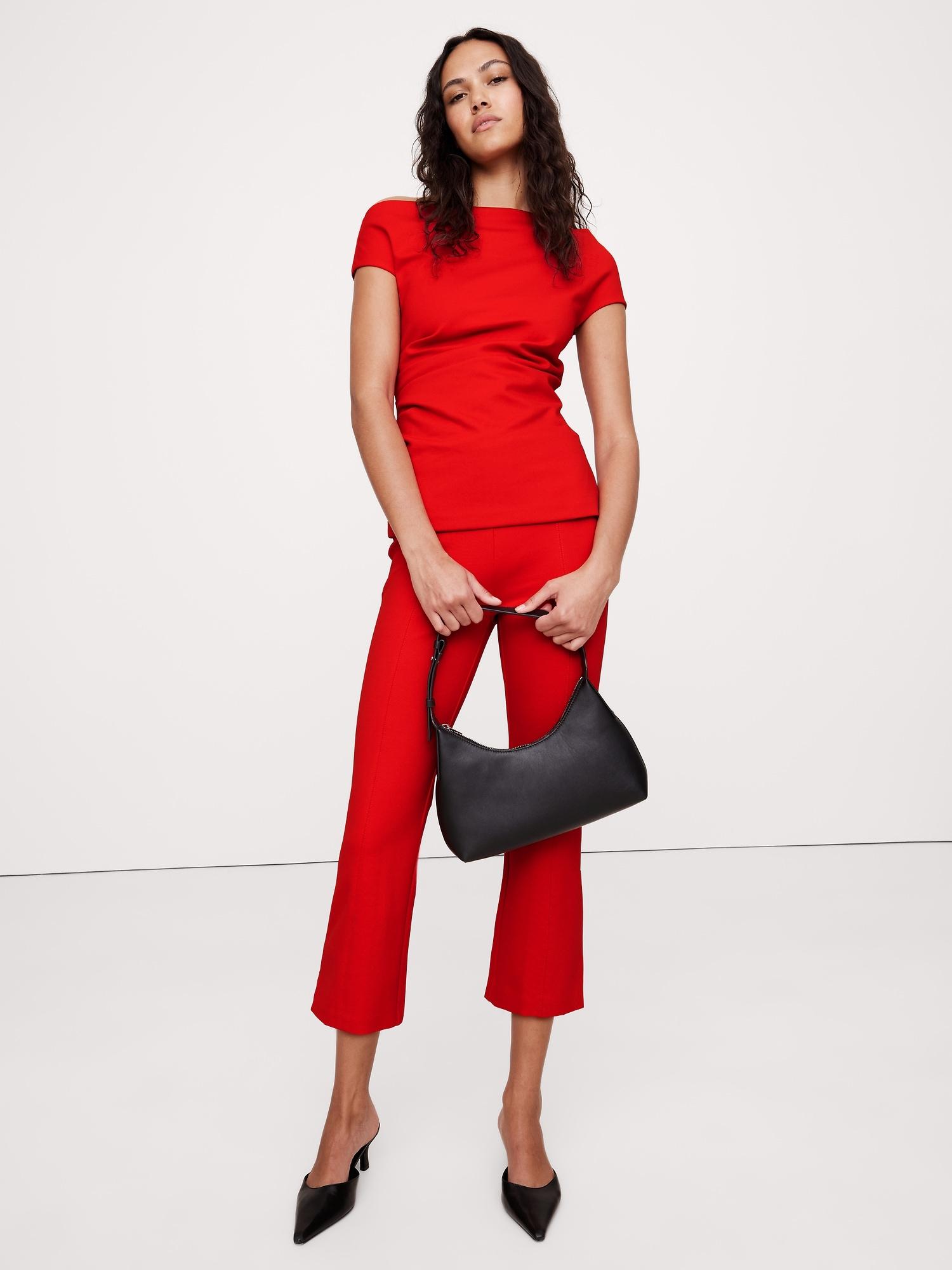 everywhere ponte one-shoulder top