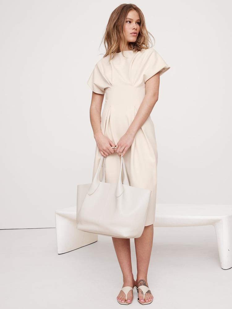 everywhere ponte seamed midi dress