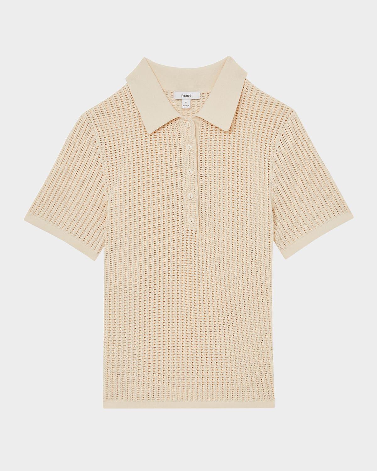 evi open-knit polo shirt
