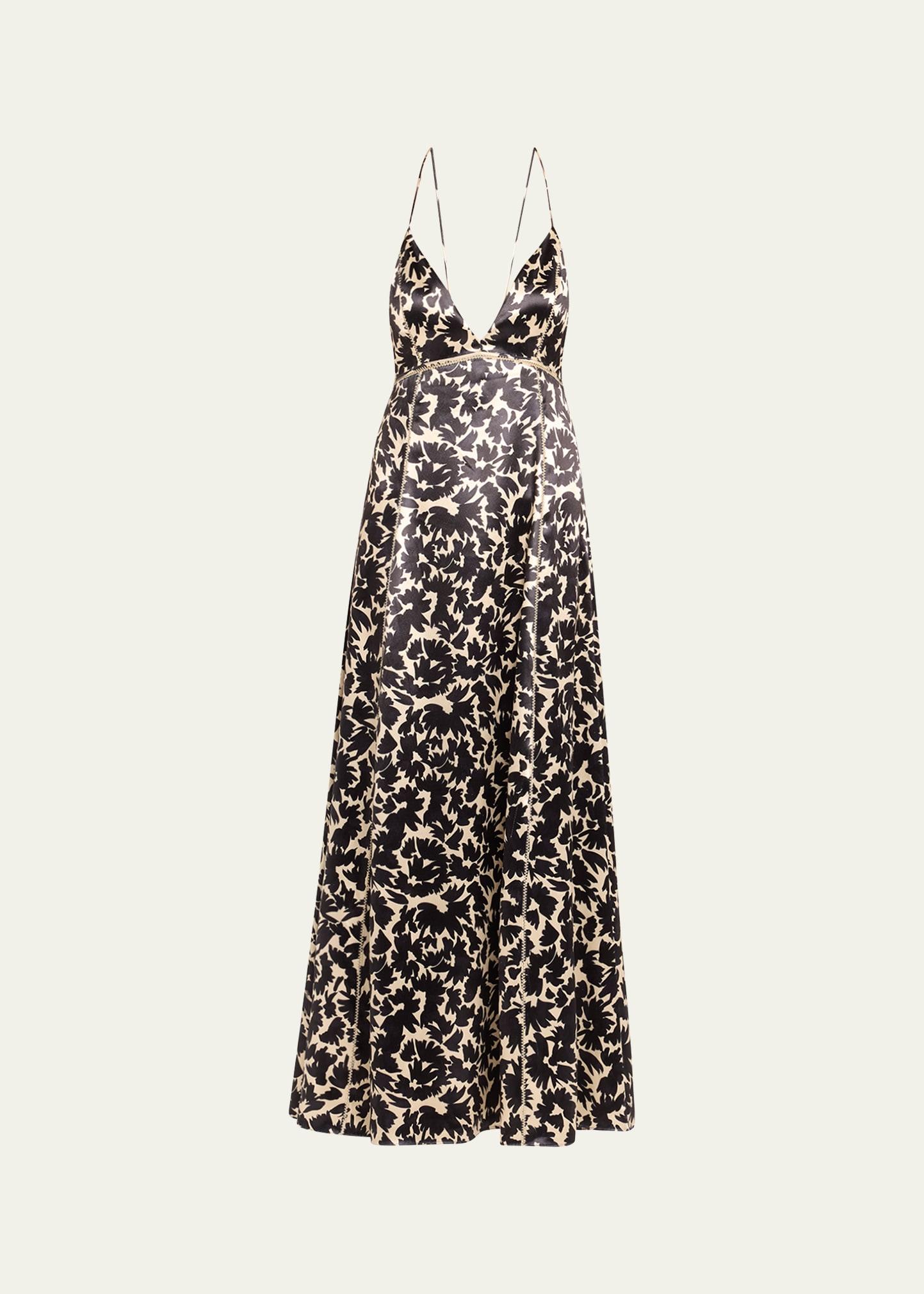 evie floral satin midi dress