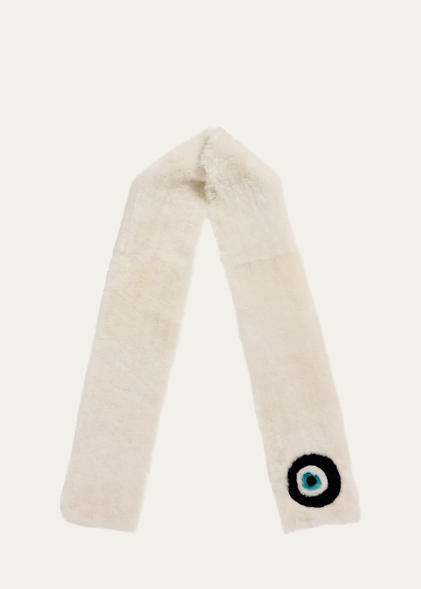evil eye merino shearling scarf