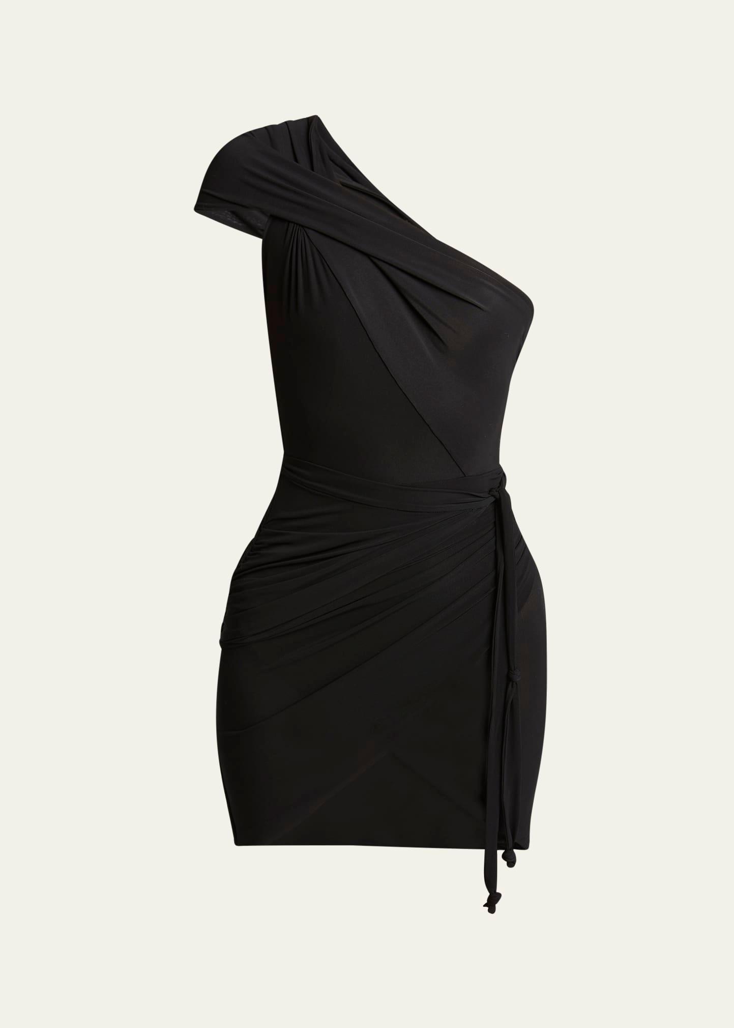 ewany one-shoulder mini jersey dress