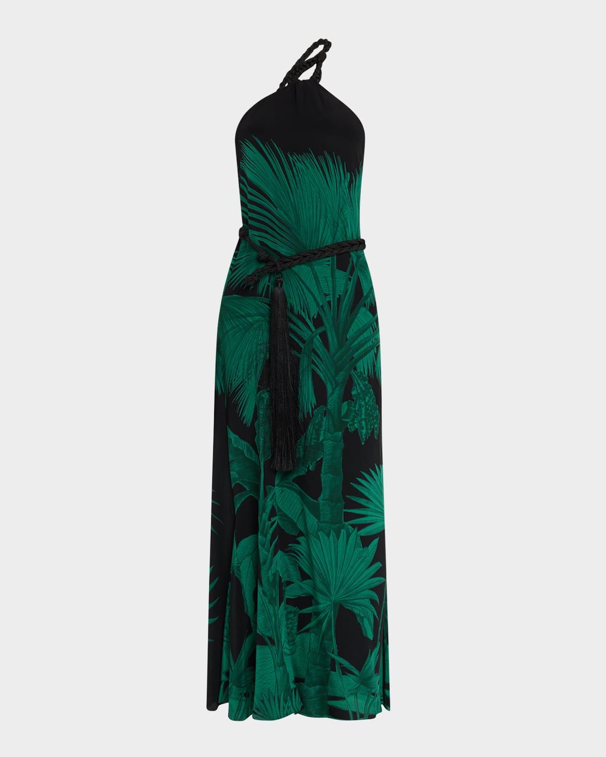 exceptional joy one-shoulder belted maxi dress