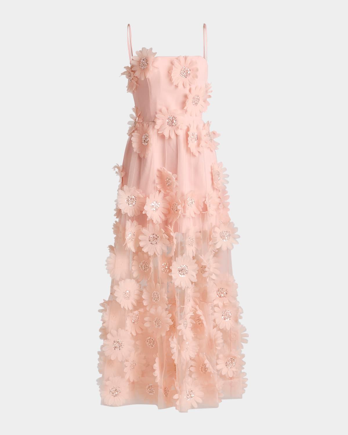 exclusive audrey 3d floral midi dress
