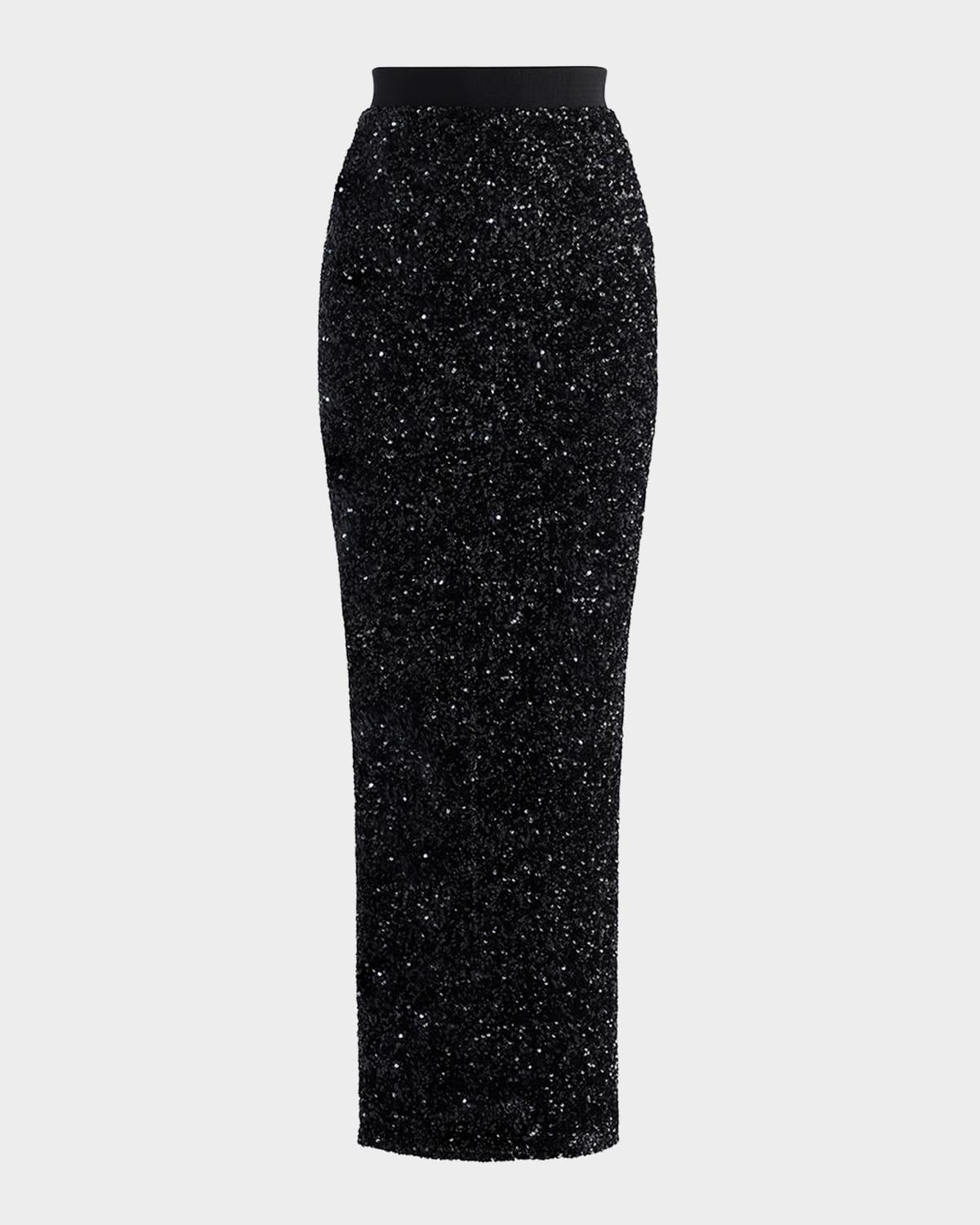 exotic sequined midi skirt