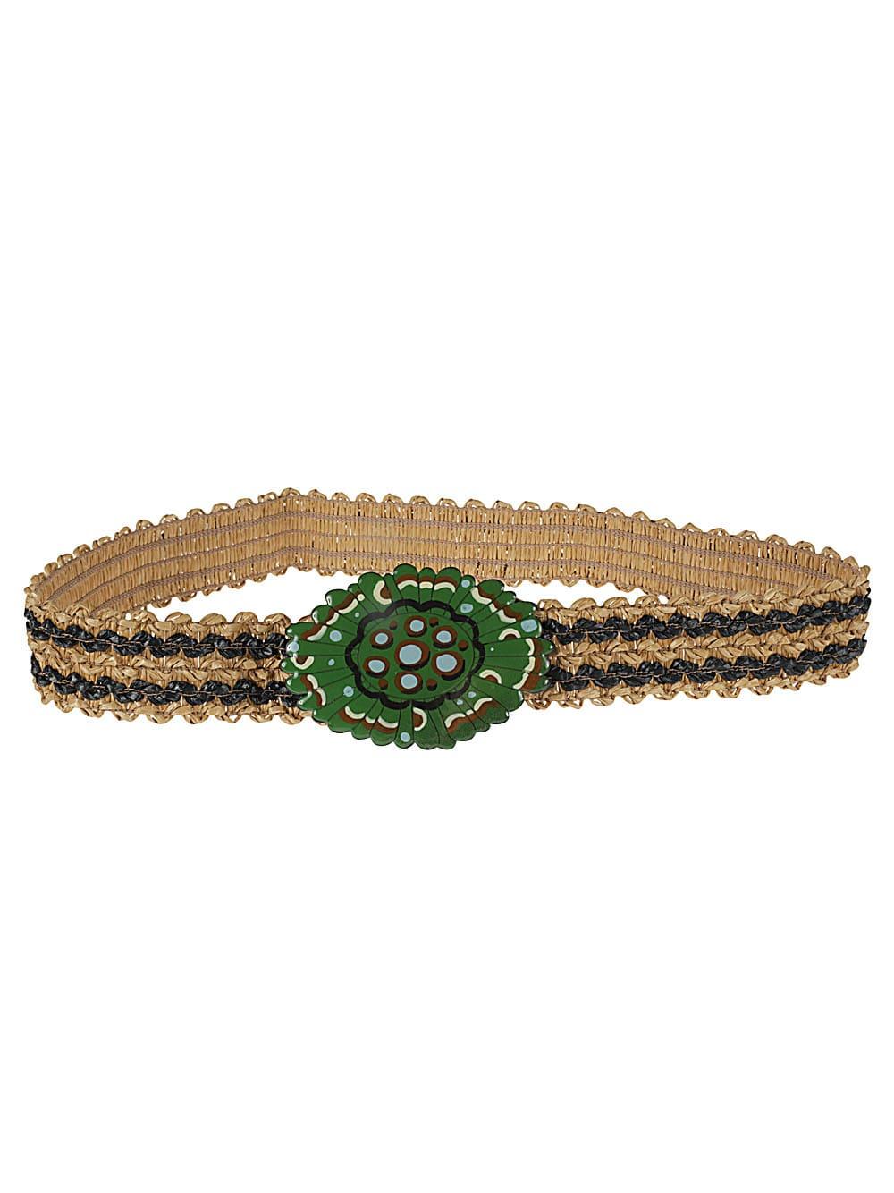 exquisite j striped raffia belt