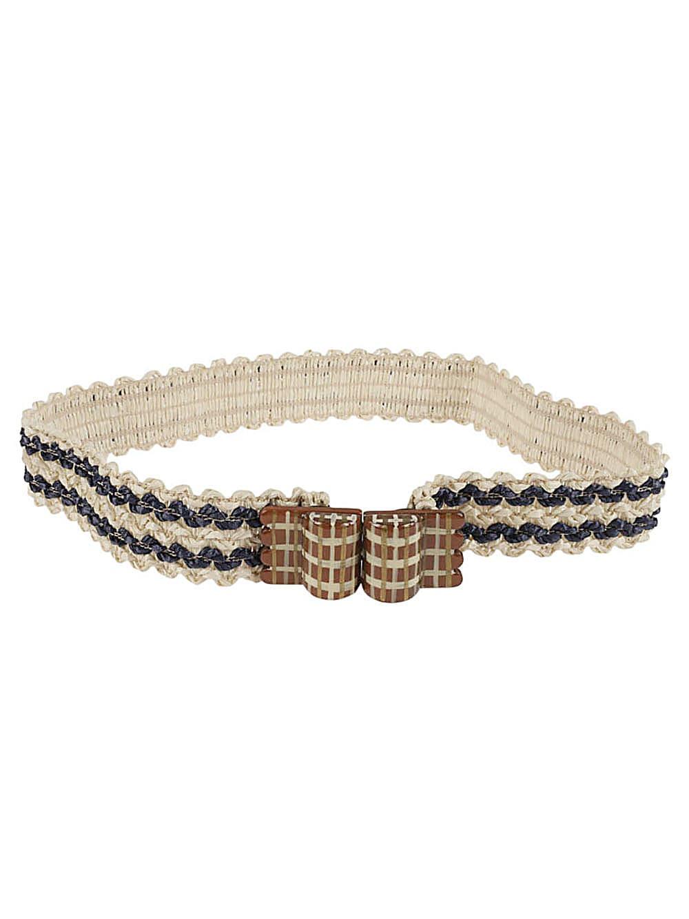 exquisite j striped raffia belt