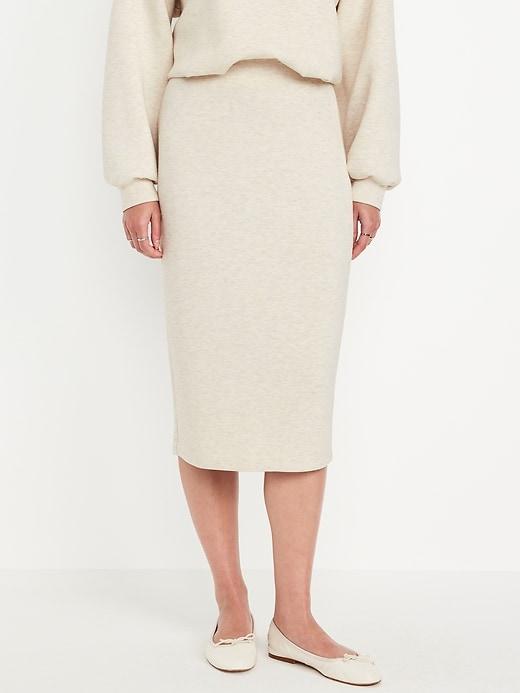 extra high-waisted bounce fleece midi skirt