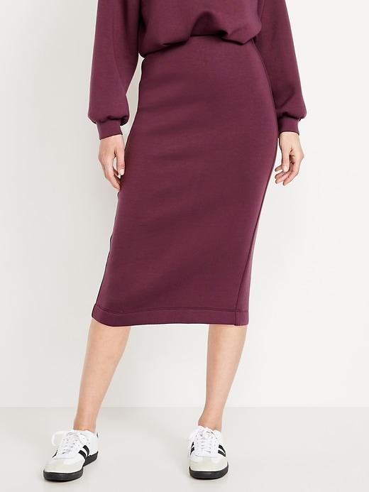 extra high-waisted bounce fleece midi skirt