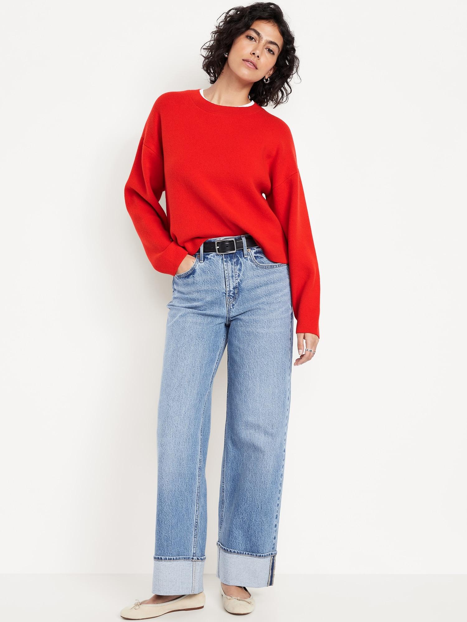 extra high-waisted wide-leg jeans