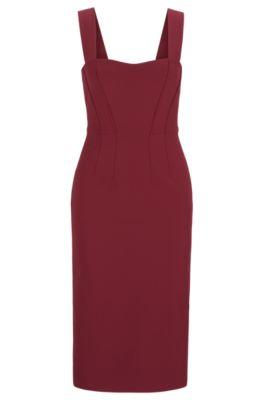 extra-slim-fit dress in performance-stretch fabric- dark red women's business dresses