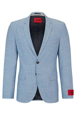 extra-slim-fit jacket in linen-look cloth- light blue men's sport coats
