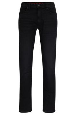 extra-slim-fit jeans in black comfort-stretch denim- black men's jeans