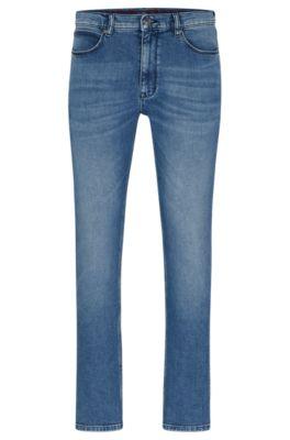extra-slim-fit jeans in blue super-soft denim- blue men's jeans