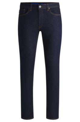 extra-slim-fit jeans in dark-blue stretch denim- dark blue men's jeans