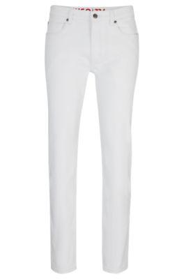 extra-slim-fit jeans in white comfort-stretch denim- white men's jeans