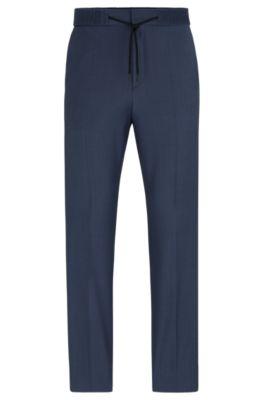 extra-slim-fit trousers in mohair-look material- blue men's casual pants