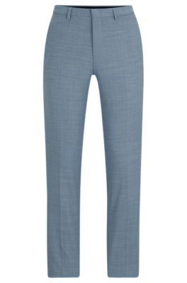 extra-slim-fit trousers in patterned performance-stretch cloth- blue men's business pants