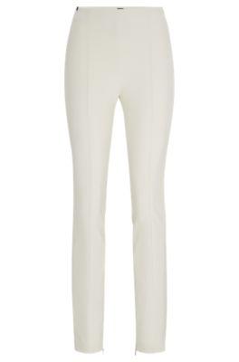 extra-slim-fit trousers in performance-stretch fabric- white women's formal pants
