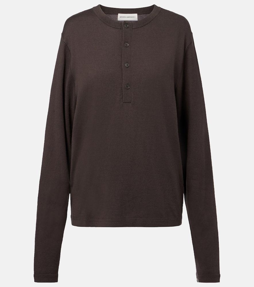extreme cashmere n°370 herman cotton and cashmere henley shirt
