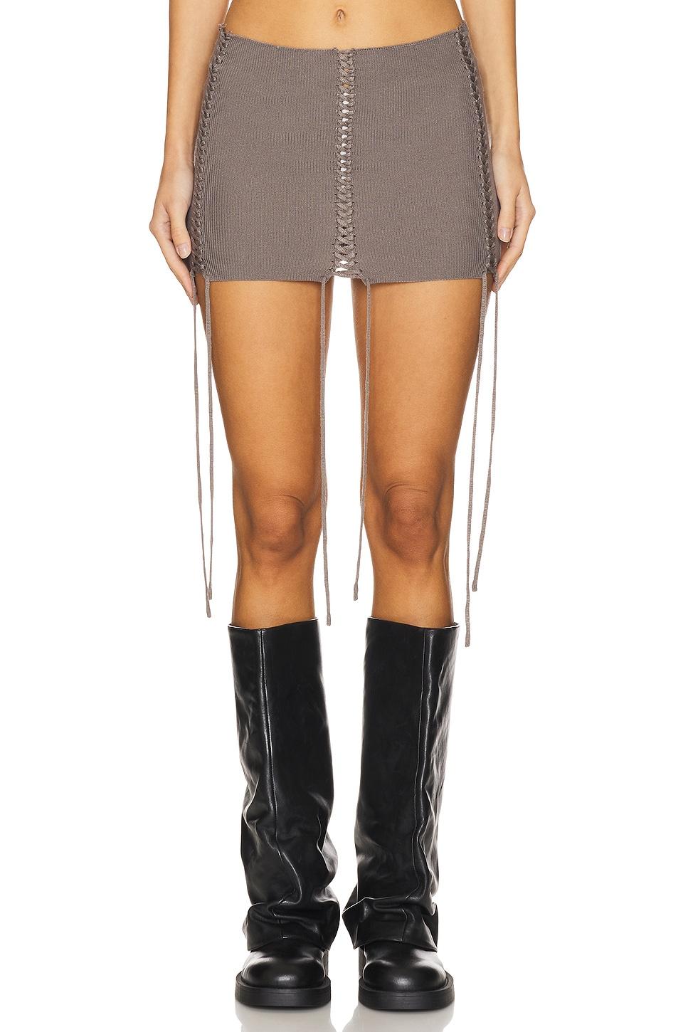 extreme mini lace up knit skirt